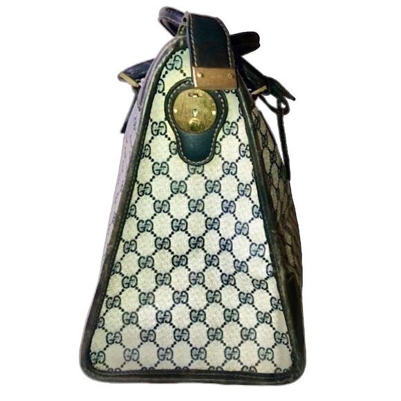 M GUCCI GG SUPREME Navy Rolled Handle Doctors Work Travel Bag w Dust Bag COA - Picture 10 of 17